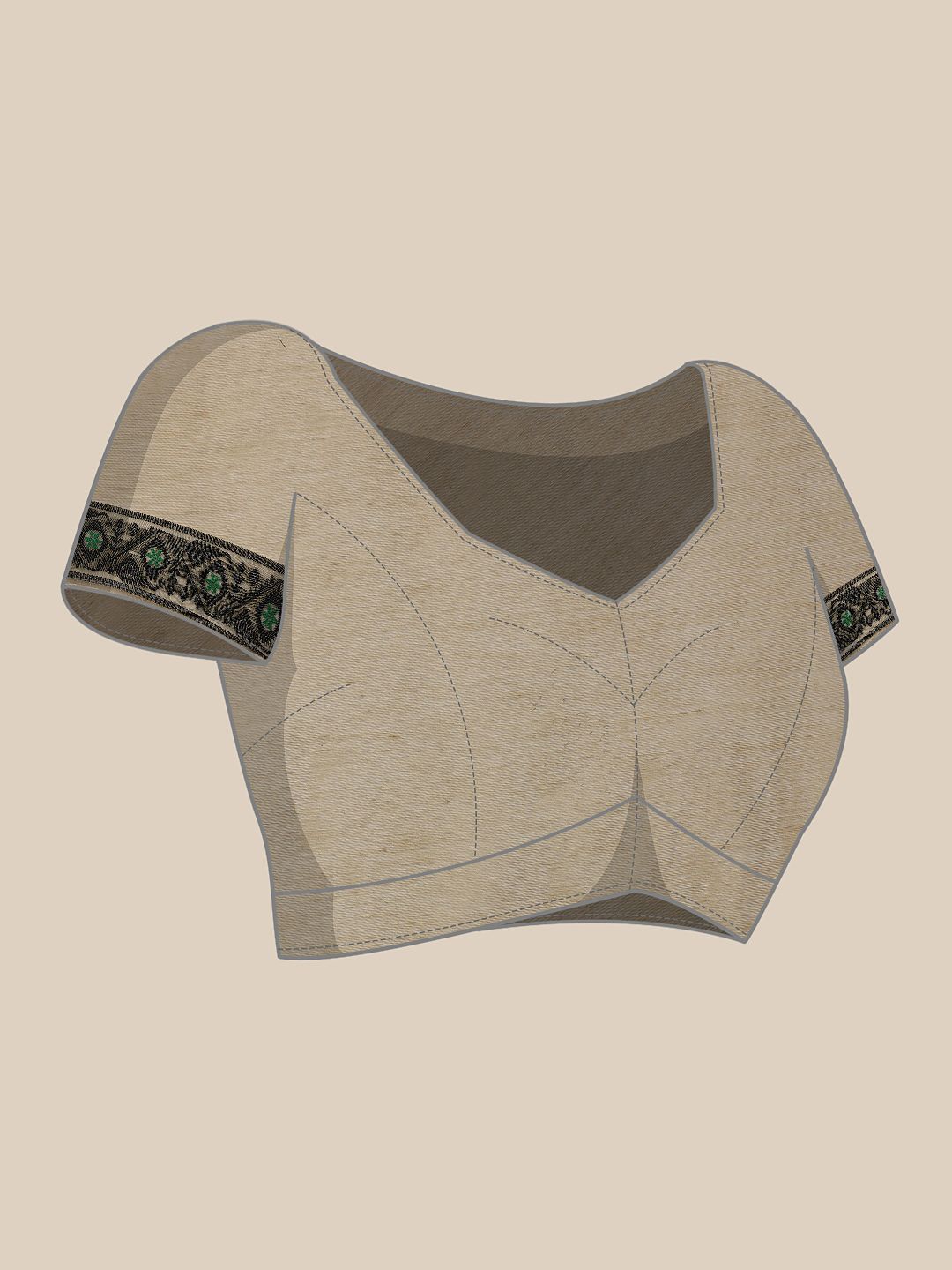 Black & Cream Jamdani Cotton Saree – Round Neck – Floral Woven