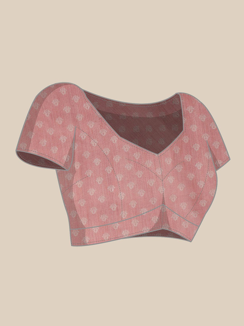 Pink blouse with floral pattern on a beige background