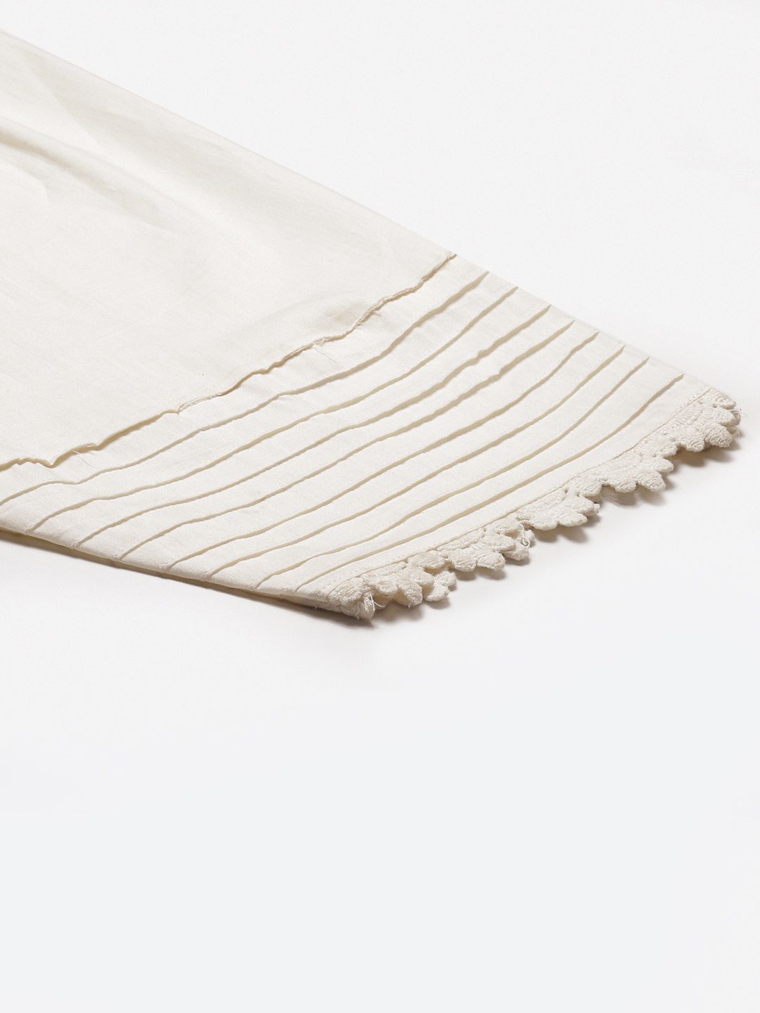 Off-White Solid Pure Cotton Salwar – Slip-On – Lace Border