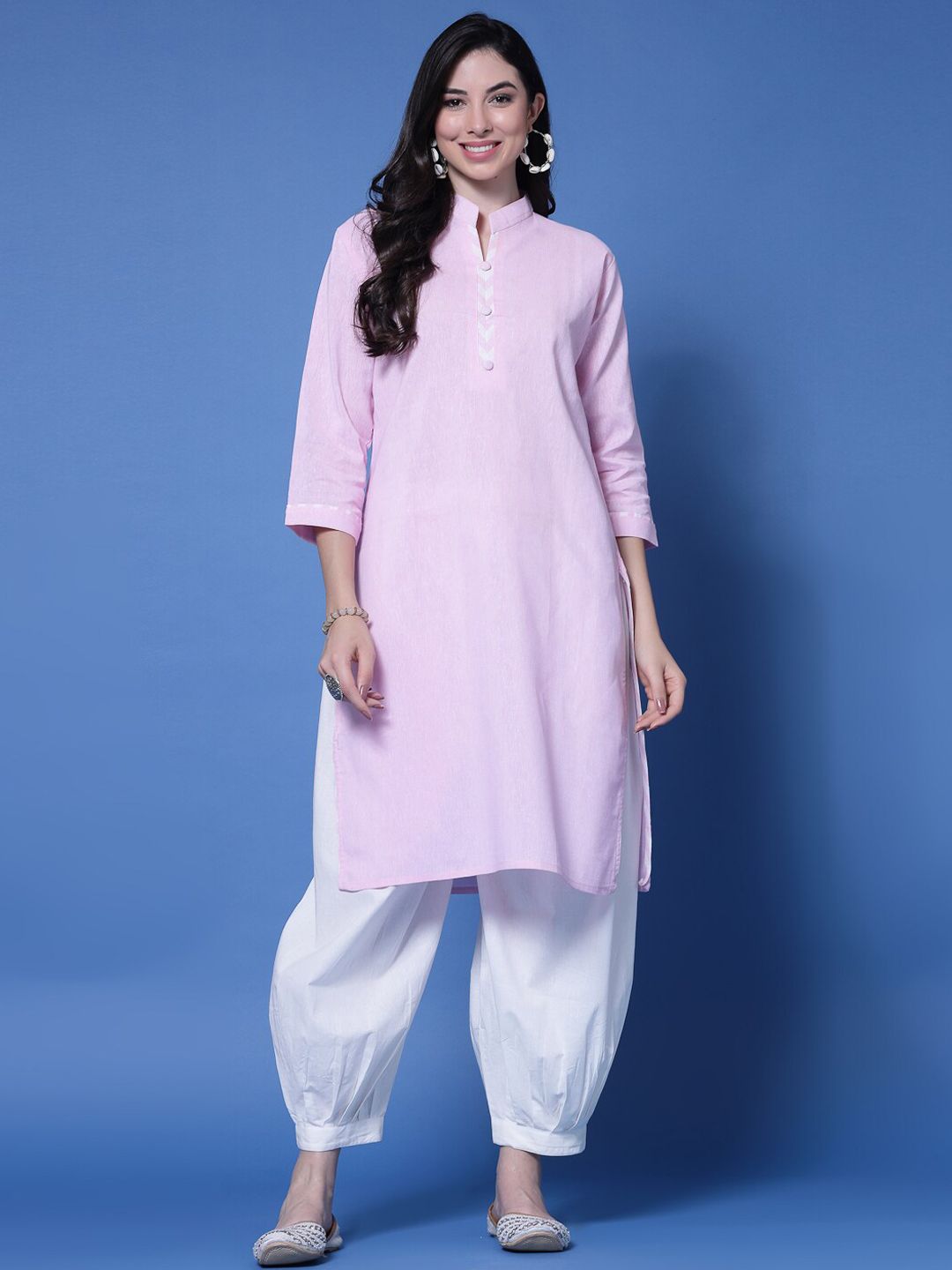 White Loose Fit Pure Cotton Afghani Salwar – Mid-Rise – Drawstring Closure