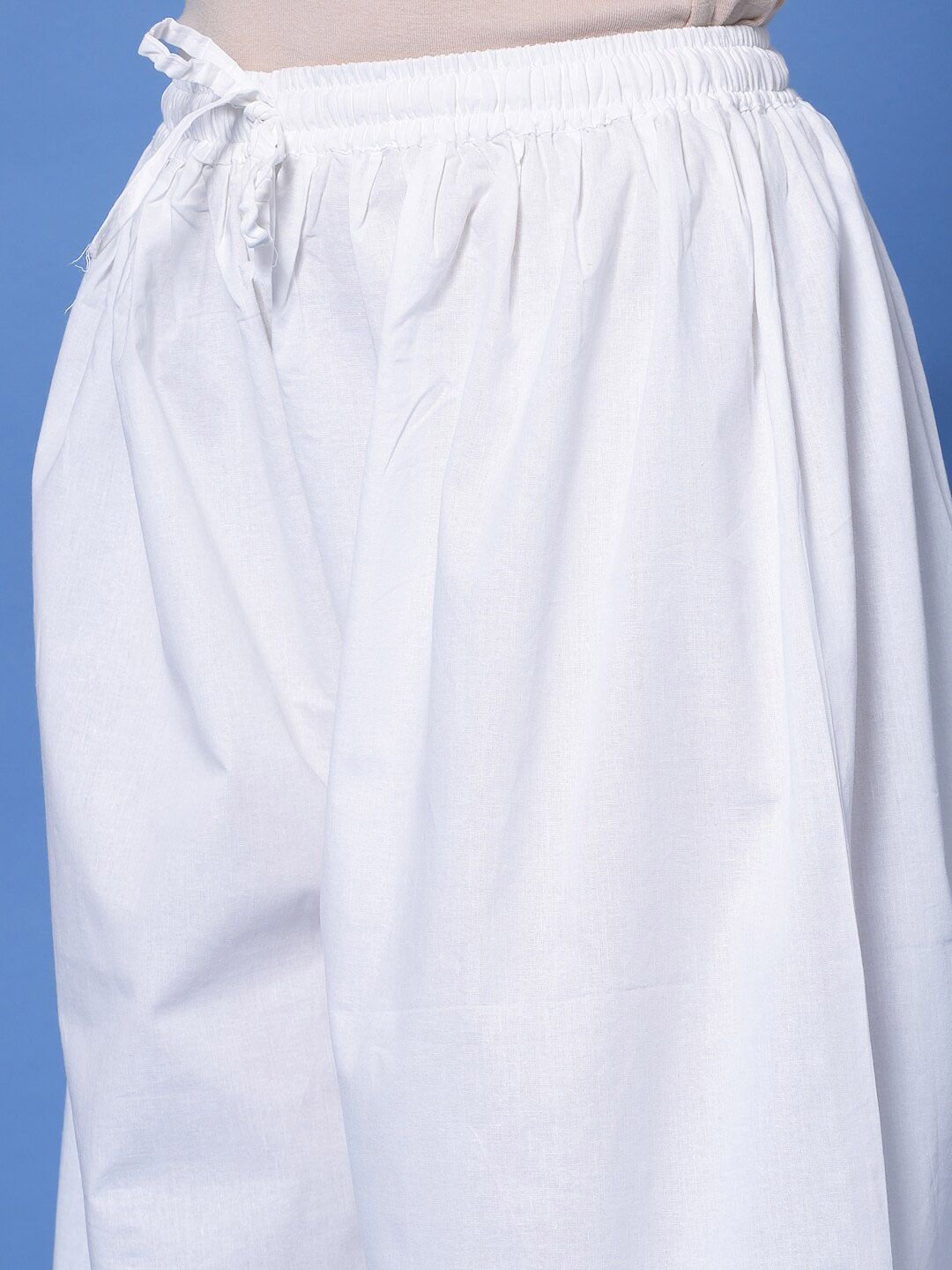 White Loose Fit Pure Cotton Afghani Salwar – Mid-Rise – Drawstring Closure