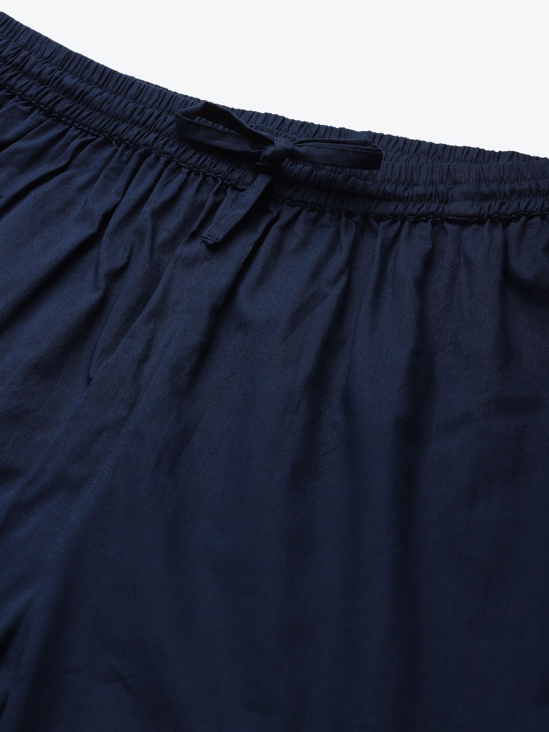 Navy Blue Solid Cotton Afghan Salwar – Elastic Waist – Drawstring Closure
