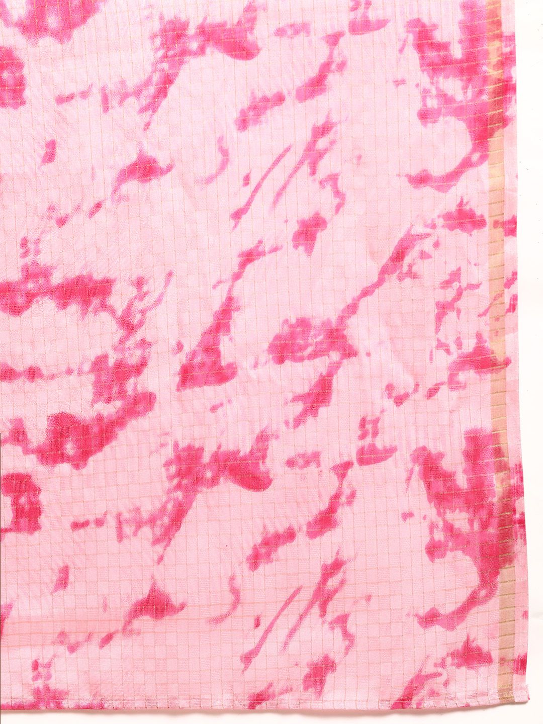 Pink Abstract Print Cotton Blend Saree – Zari Border