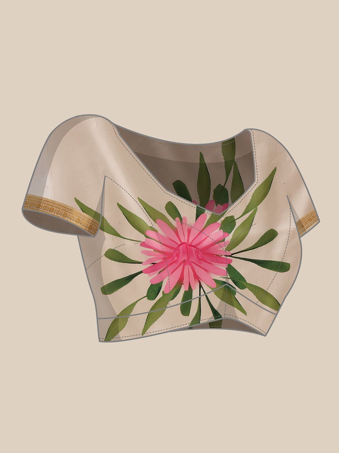 Off White & Pink Kasavu Art Silk Saree – Woven Border – Zari