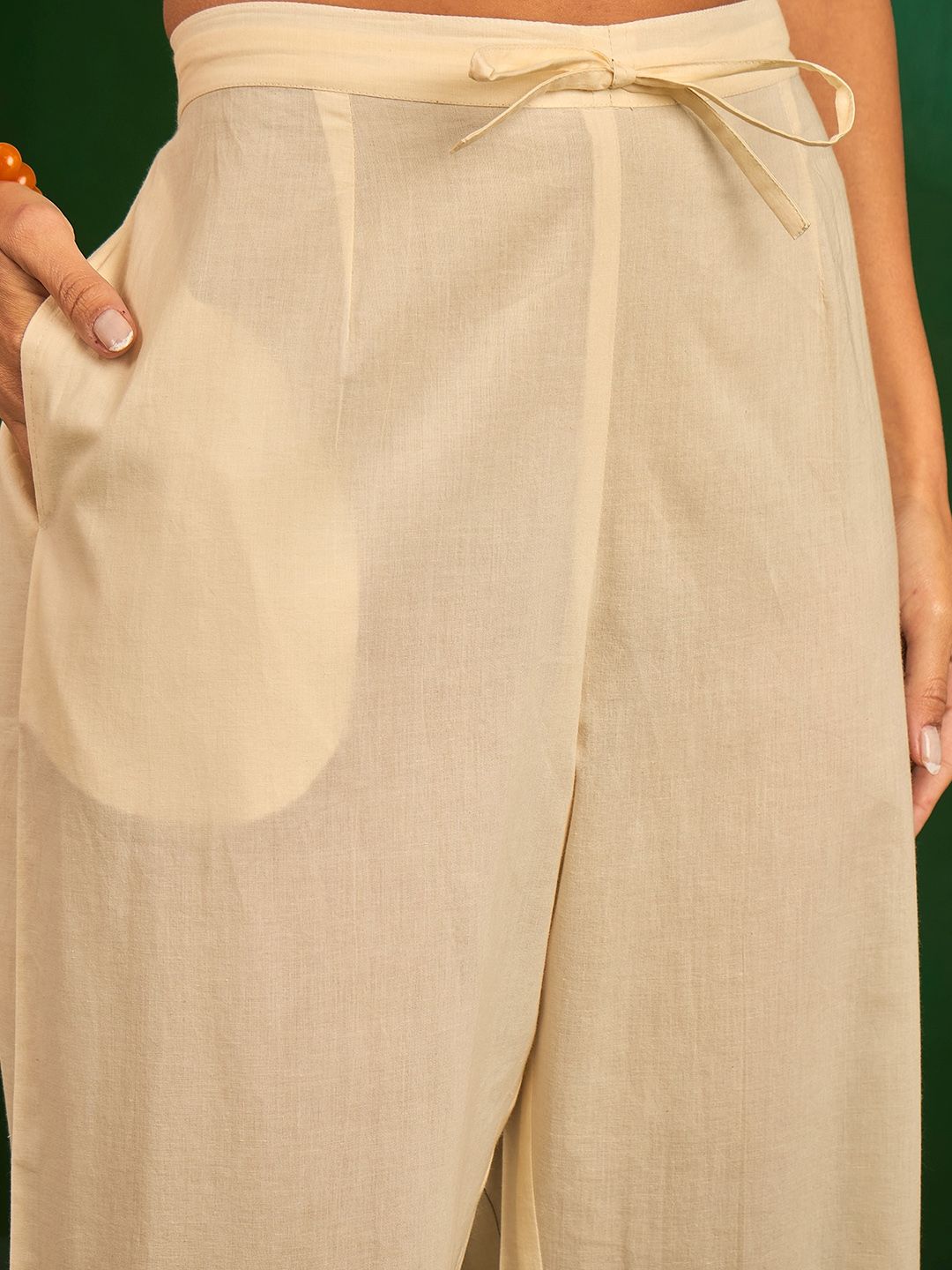 Off White Embroidered Pure Cotton Co-Ord Set – Round Neck – Floral Embroidery