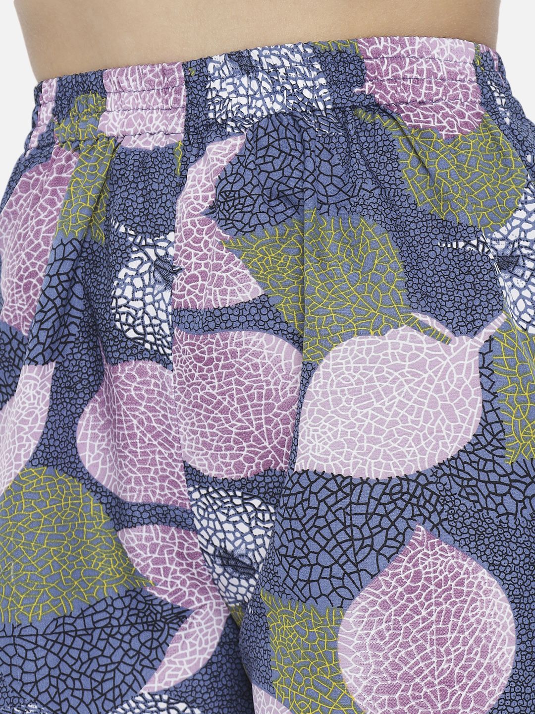 Blue & Pink Floral Printed Crepe Palazzos – Elastic Waist – Woven