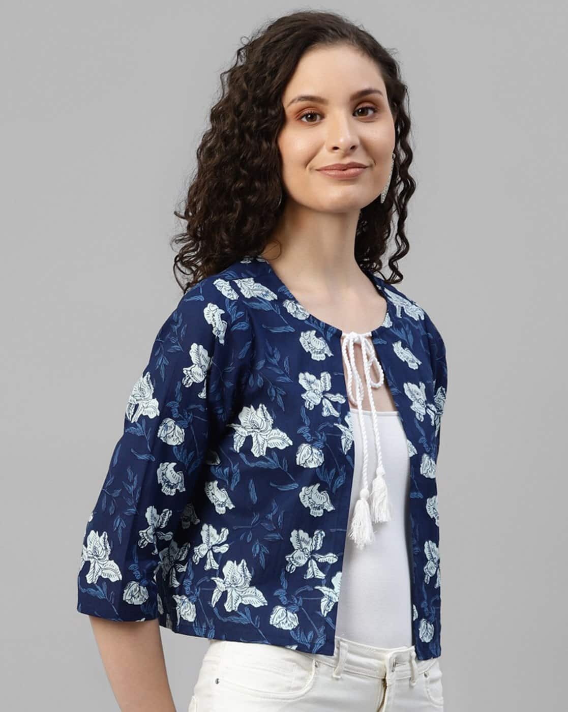 Floral Print Cotton Fitted Shrug – Short Length