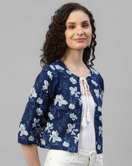 Floral Print Cotton Fitted Shrug – Short Length