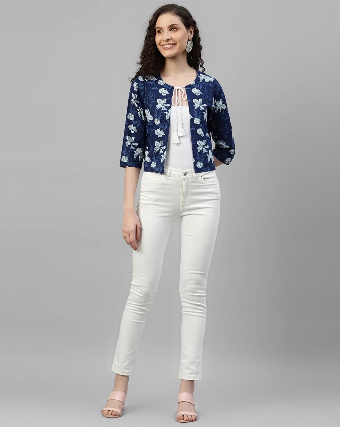 Floral Print Cotton Fitted Shrug – Short Length
