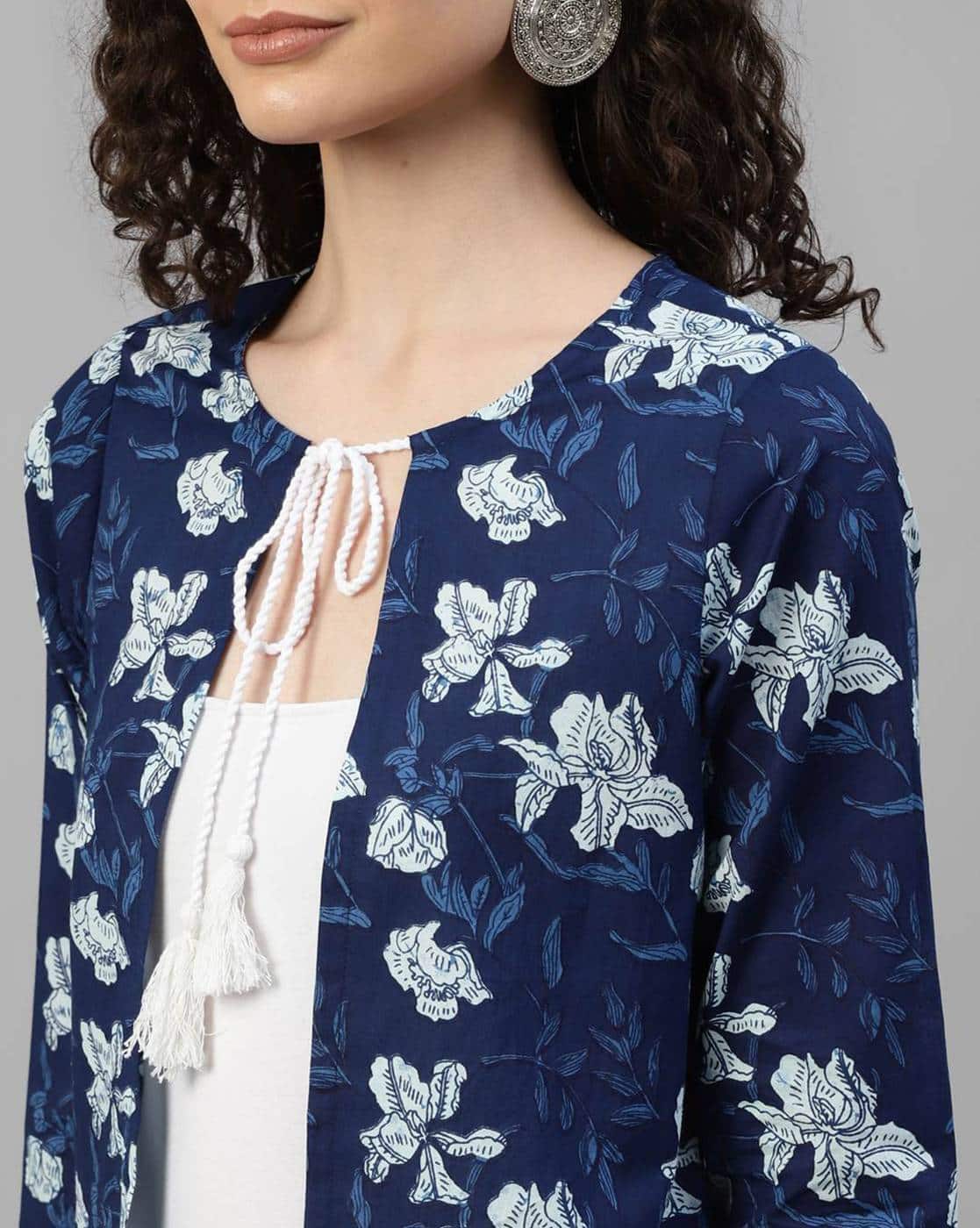 Floral Print Cotton Fitted Shrug – Short Length