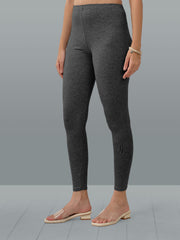 Black Cotton Ankle Length Leggings – 4-Way Stretch – Bio-Wash