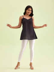White Shimmer Ankle-Length Leggings – Skinny Fit – Slip-On