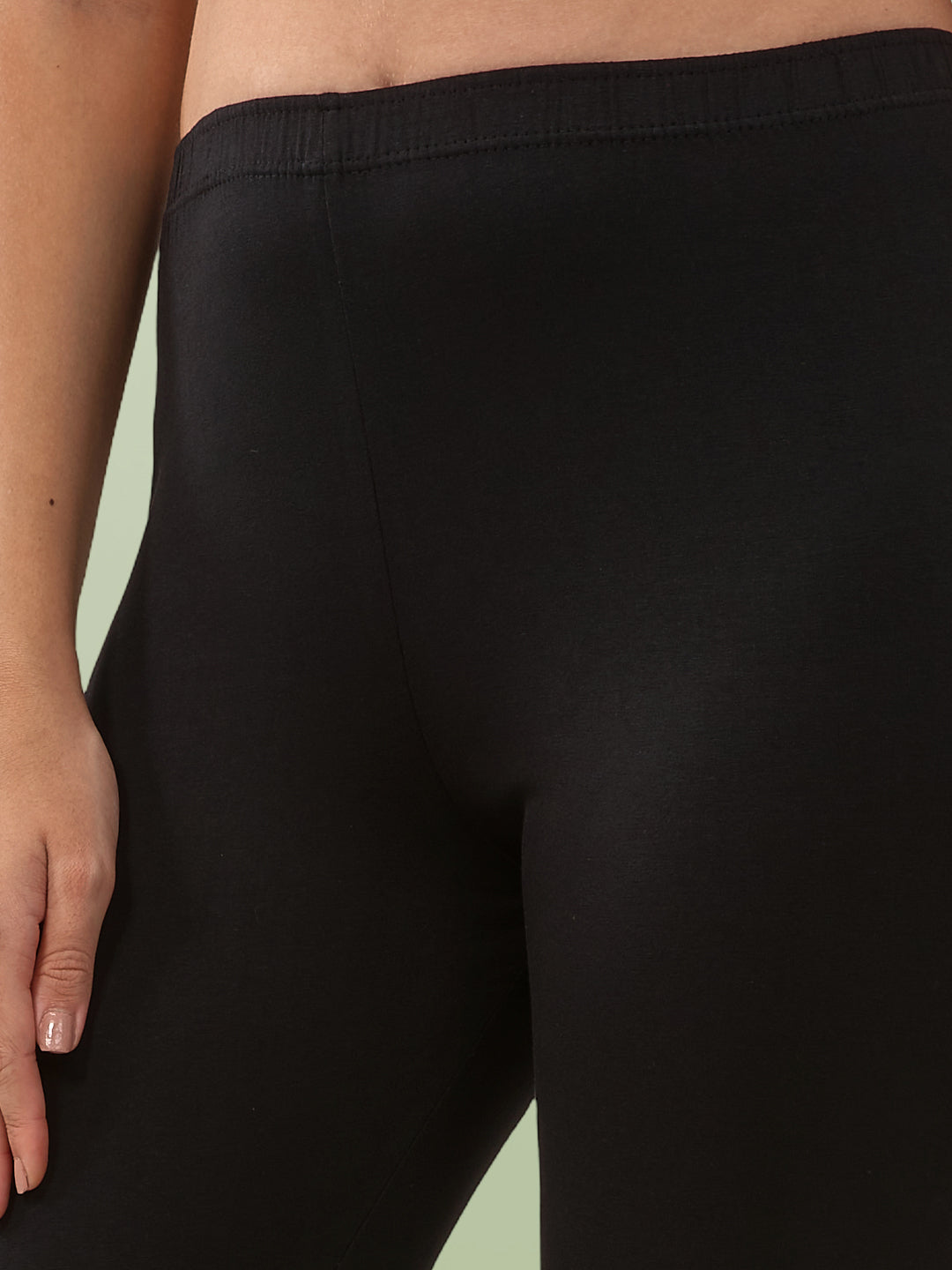 Black Cotton Ankle Length Leggings – 4-Way Stretch – Bio-Wash