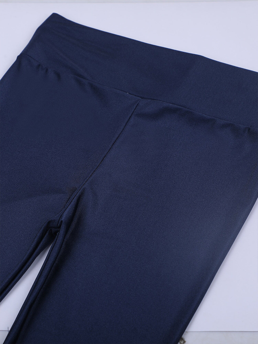 Navy Blue Shimmer Nylon Jeggings – High Waist – Solid