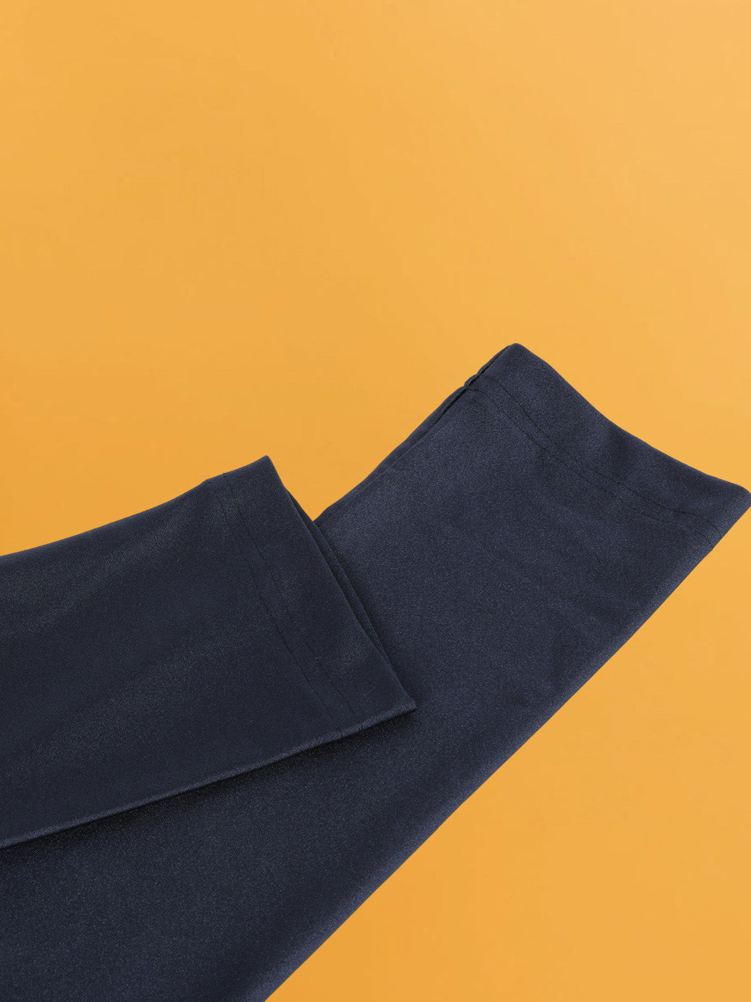 Navy Blue Shimmer Nylon Elastane Leggings – Mid Waist – Glossy Finish