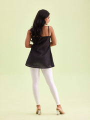 White Shimmer Ankle-Length Leggings – Skinny Fit – Slip-On