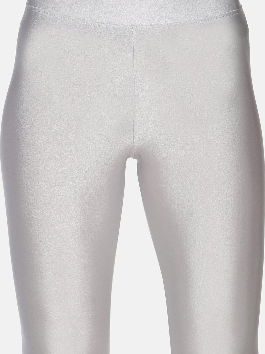 Silver Skinny Fit Nylon Elastane Leggings – Ankle Length – Shimmer Fabric