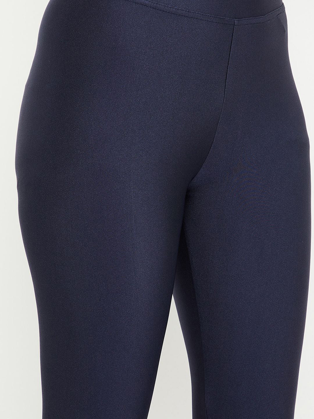 Navy Blue Shimmer Cotton Spandex Leggings – Ankle Length – Solid