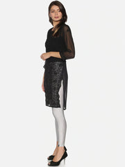 Silver Skinny Fit Nylon Elastane Leggings – Ankle Length – Shimmer Fabric