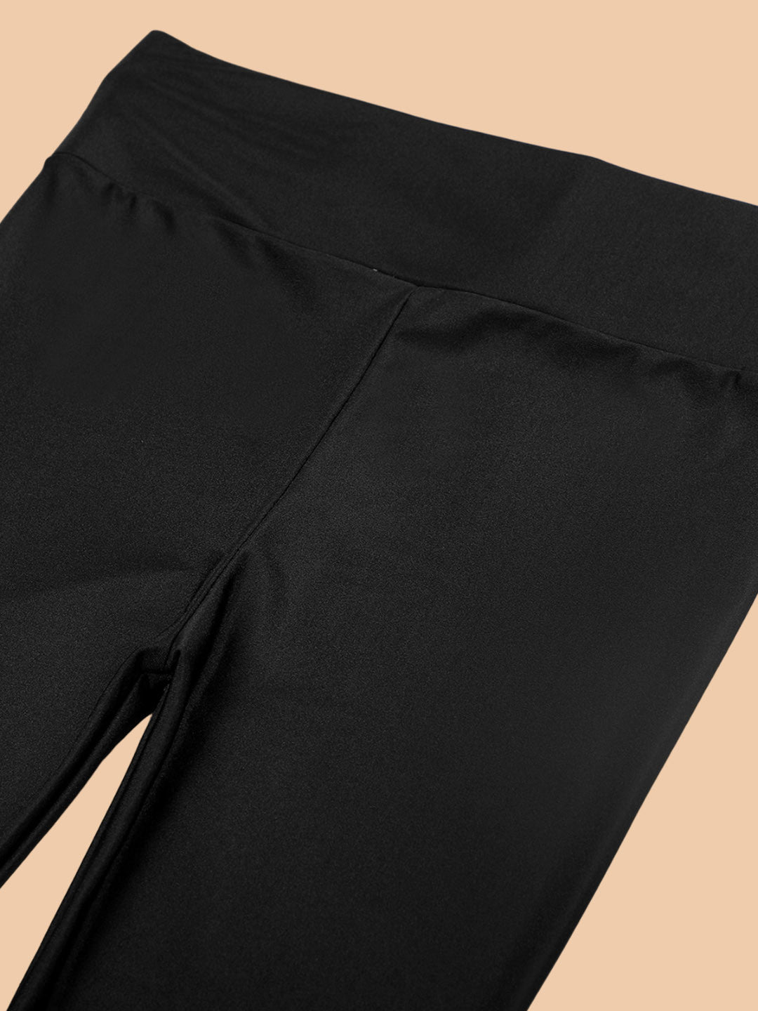 Black Shimmer Nylon Ankle-Length Leggings – Slip-On – Solid