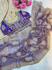 Fendy Chiffon Saree – Heavy Border – Sequin and Cording Embroidery