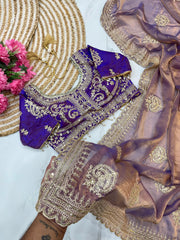 Fendy Chiffon Saree – Heavy Border – Sequin and Cording Embroidery