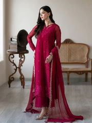 Embroidered Faux Georgette Top-Plazzo Set – Fancy Sleeves – Sequin Work
