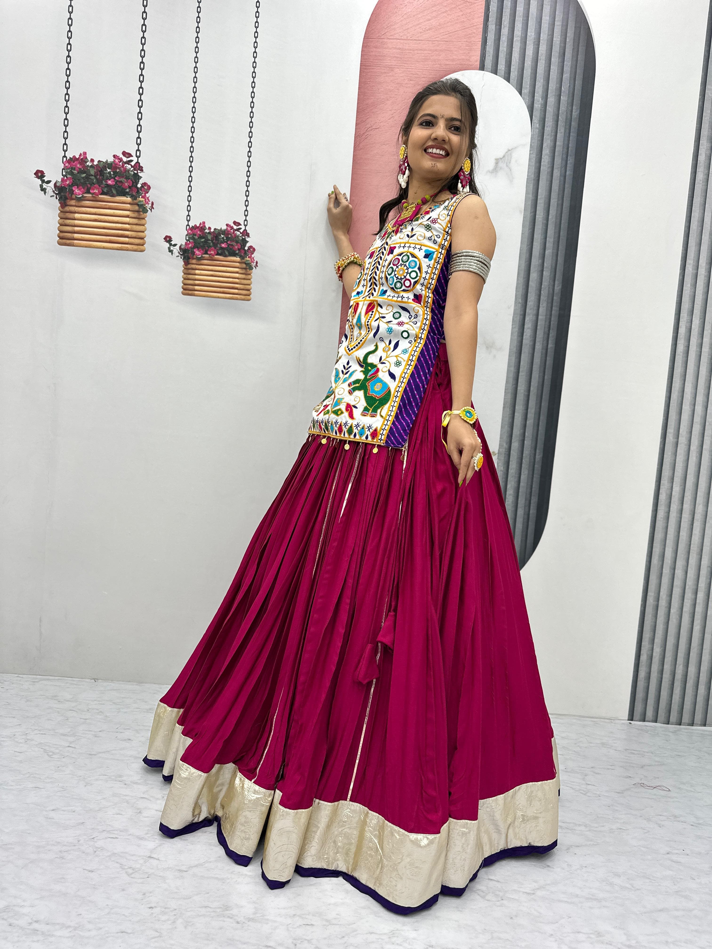 Gamathi & Mirror Work Motedo Choli Cotton Lehenga – Lumpi Lace Border
