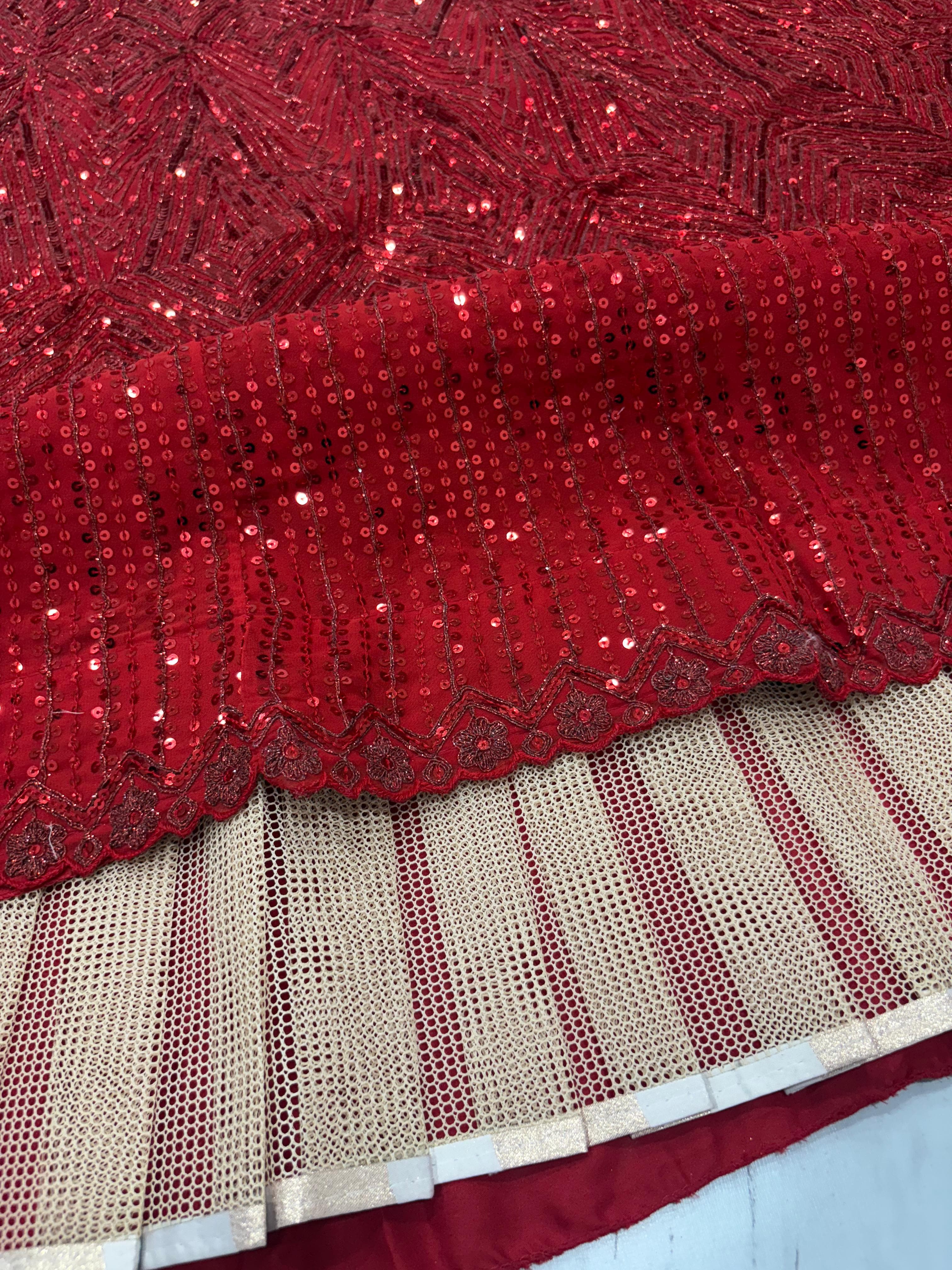 Embroidered Georgette Lehenga Set – Sequins Work – Thread and Dori Embellishment