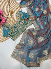 Fendy Chiffon Saree – Heavy Border – Sequin and Cording Embroidery