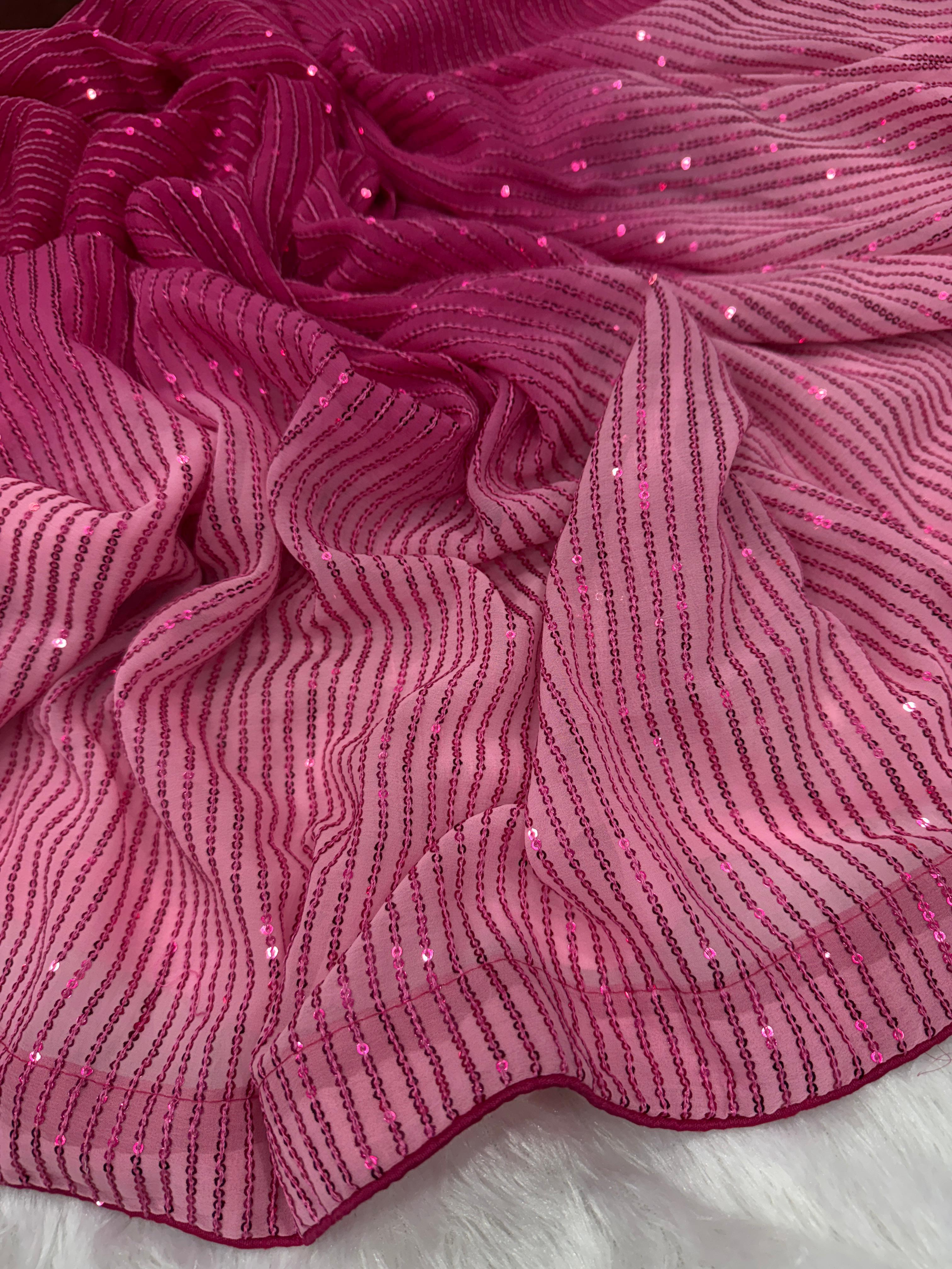 Soft Shaded Georgette Saree – Sequin Embroidery