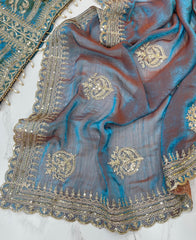 Fendy Chiffon Saree – Heavy Border – Sequin and Cording Embroidery