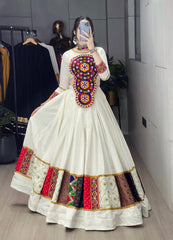 Multicolor Flared Rayon Cotton Lehenga Set – Round Neck – Kutchi Work & Real Mirrors