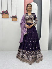 Embroidered Vichitra Silk Lehenga Choli – Sequins Work