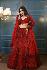 Embroidered Georgette Lehenga Set – Sequins Work – Thread and Dori Embellishment