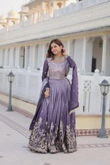 Pure Peding Chinon Flared Lehenga Choli Set – Embroidery 3mm Sequence Work