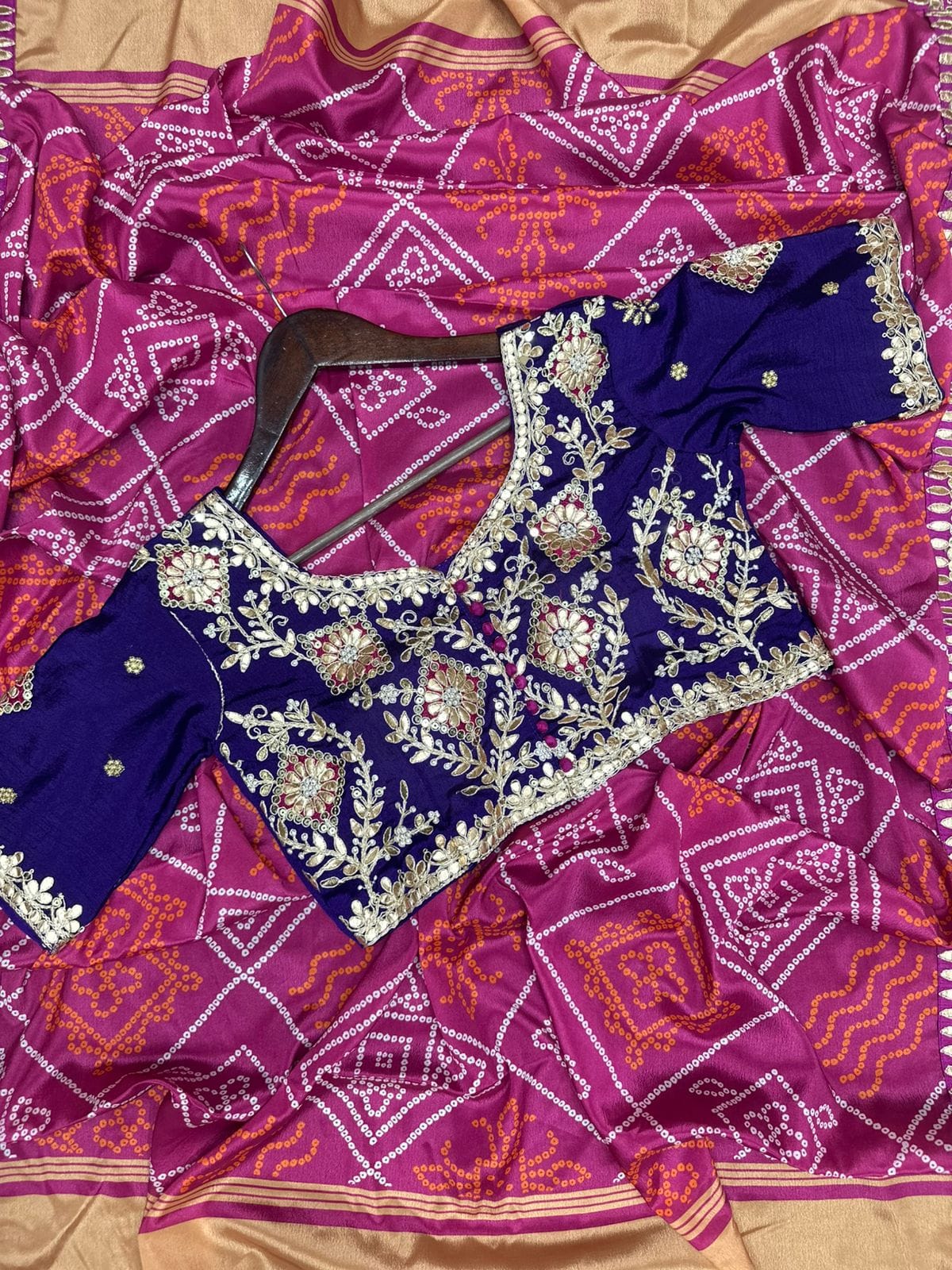 Chinone Flared Lehenga Choli Set – Heavy Gota Patti Embroidery
