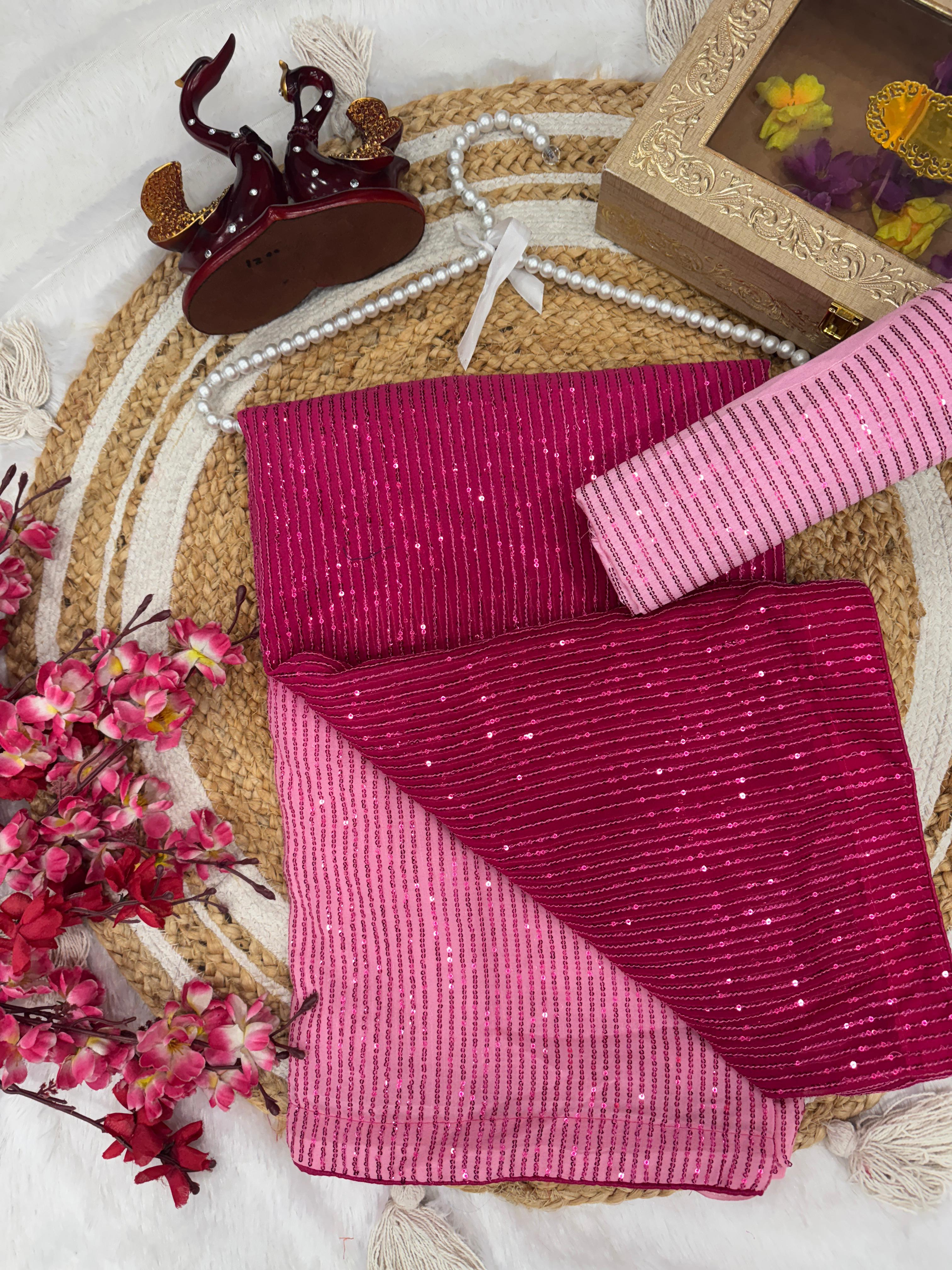 Soft Shaded Georgette Saree – Sequin Embroidery