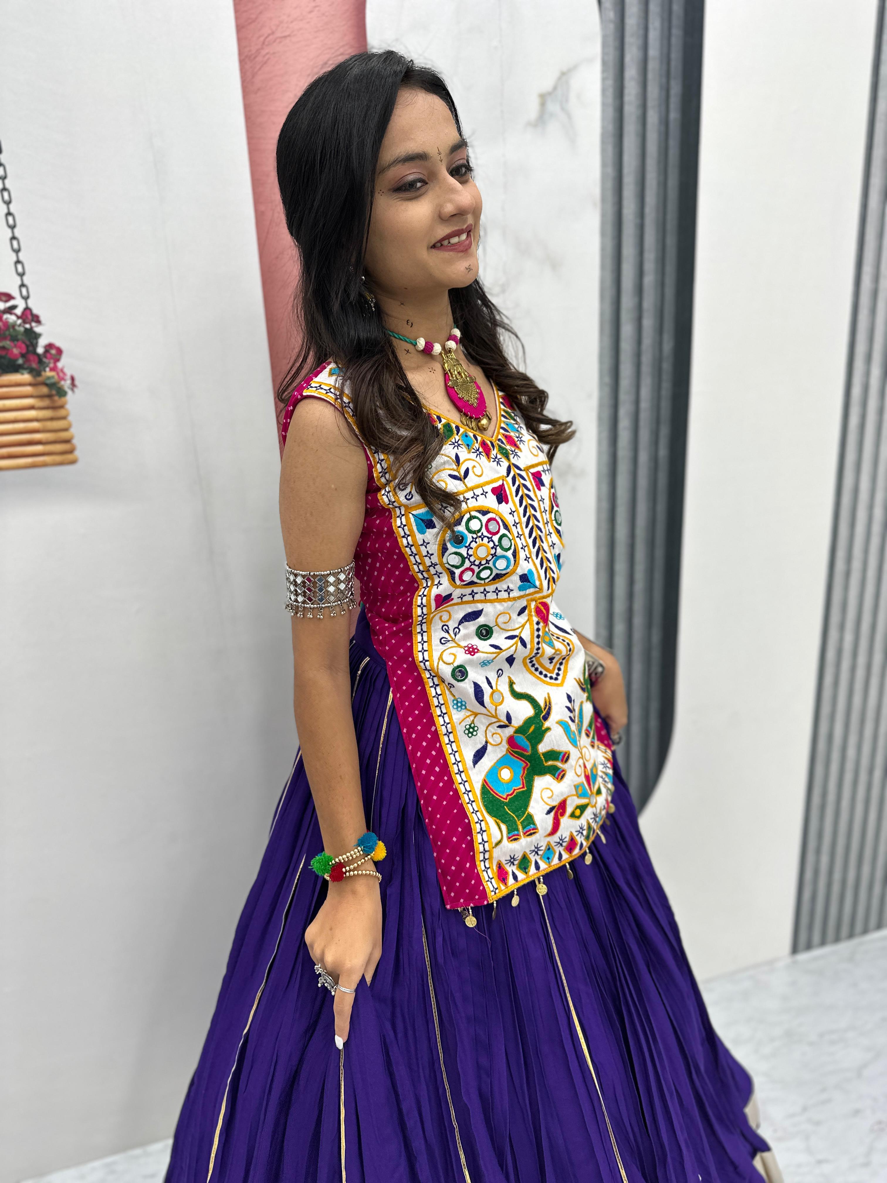 Gamathi & Mirror Work Motedo Choli Cotton Lehenga – Lumpi Lace Border