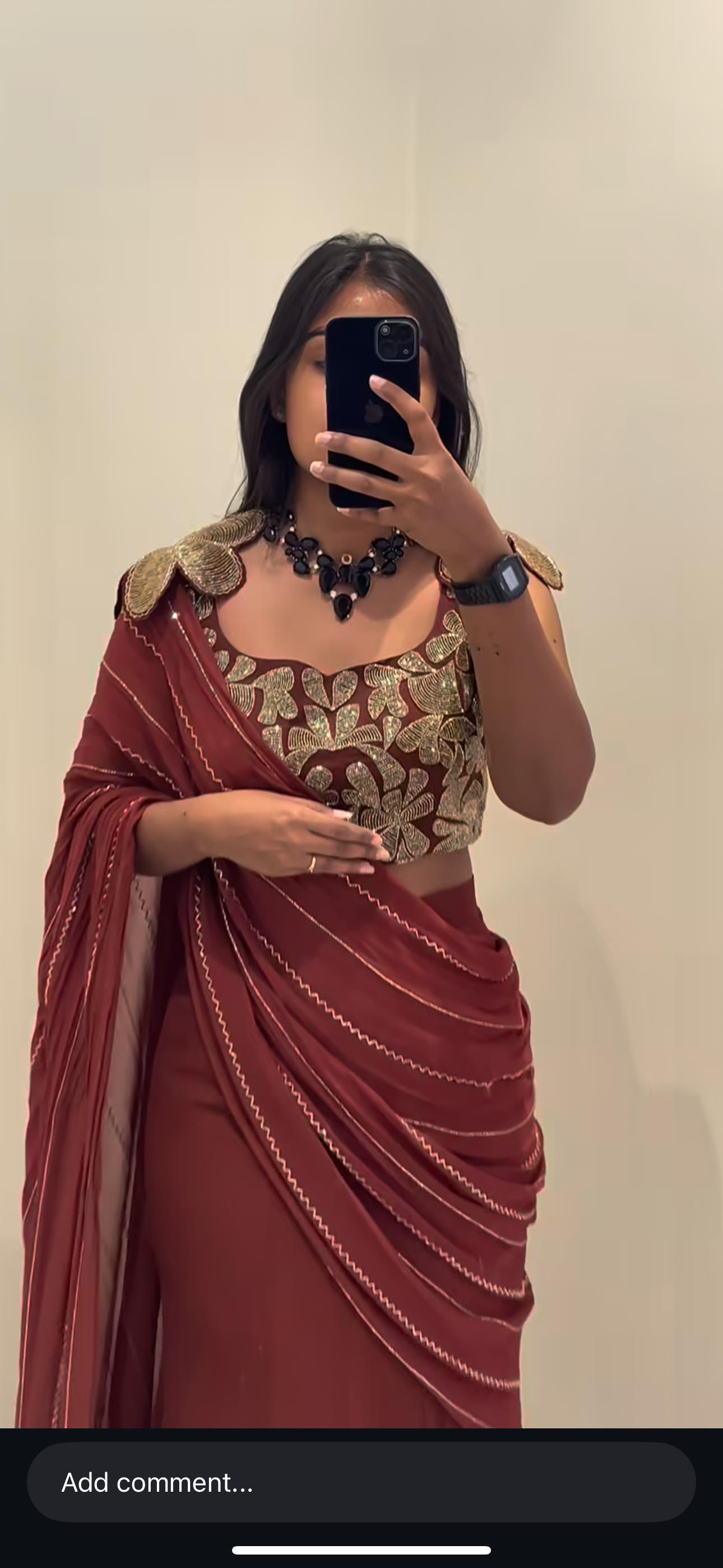 Georgette Lehenga Saree – Attached Pallu – Embroidery Sequins Work