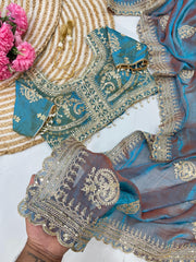 Fendy Chiffon Saree – Heavy Border – Sequin and Cording Embroidery