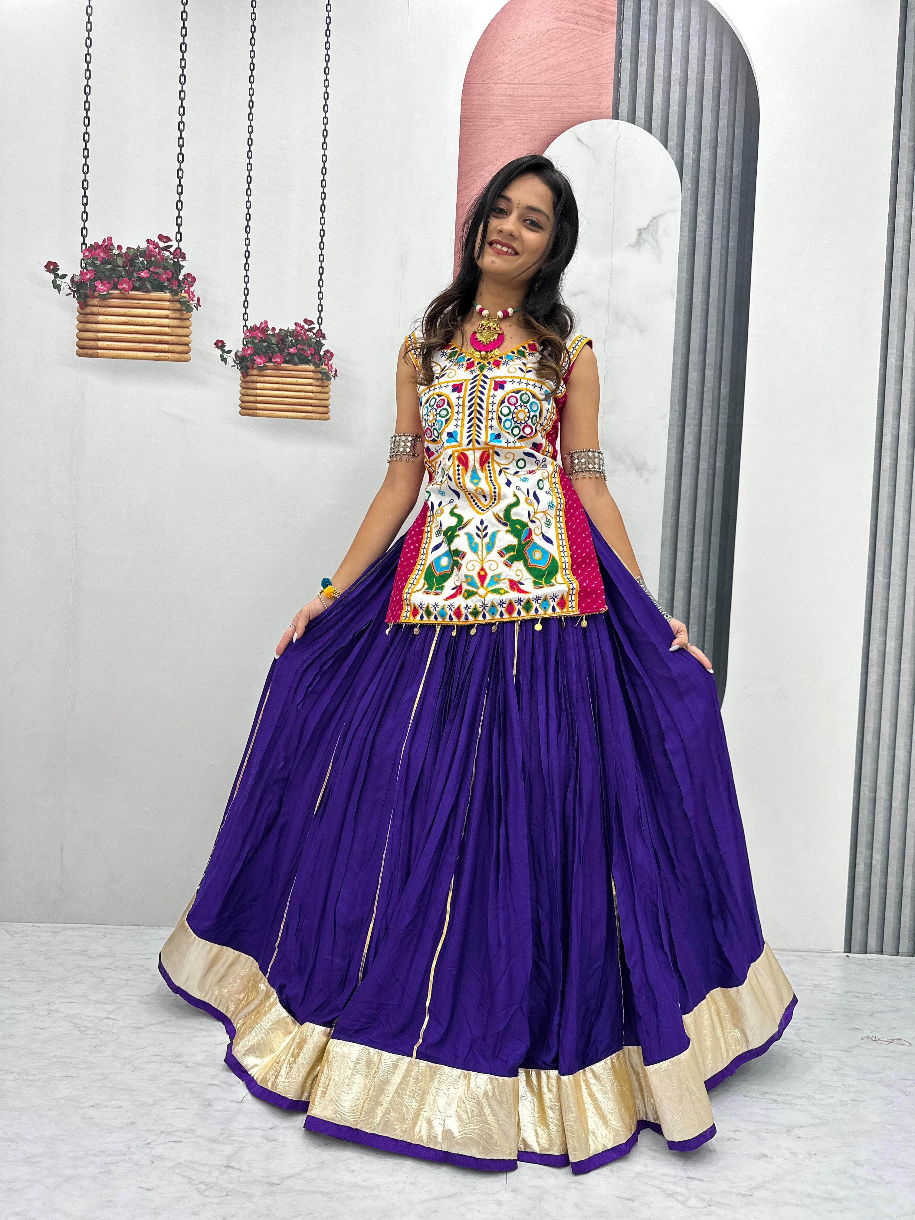 Gamathi & Mirror Work Motedo Choli Cotton Lehenga – Lumpi Lace Border