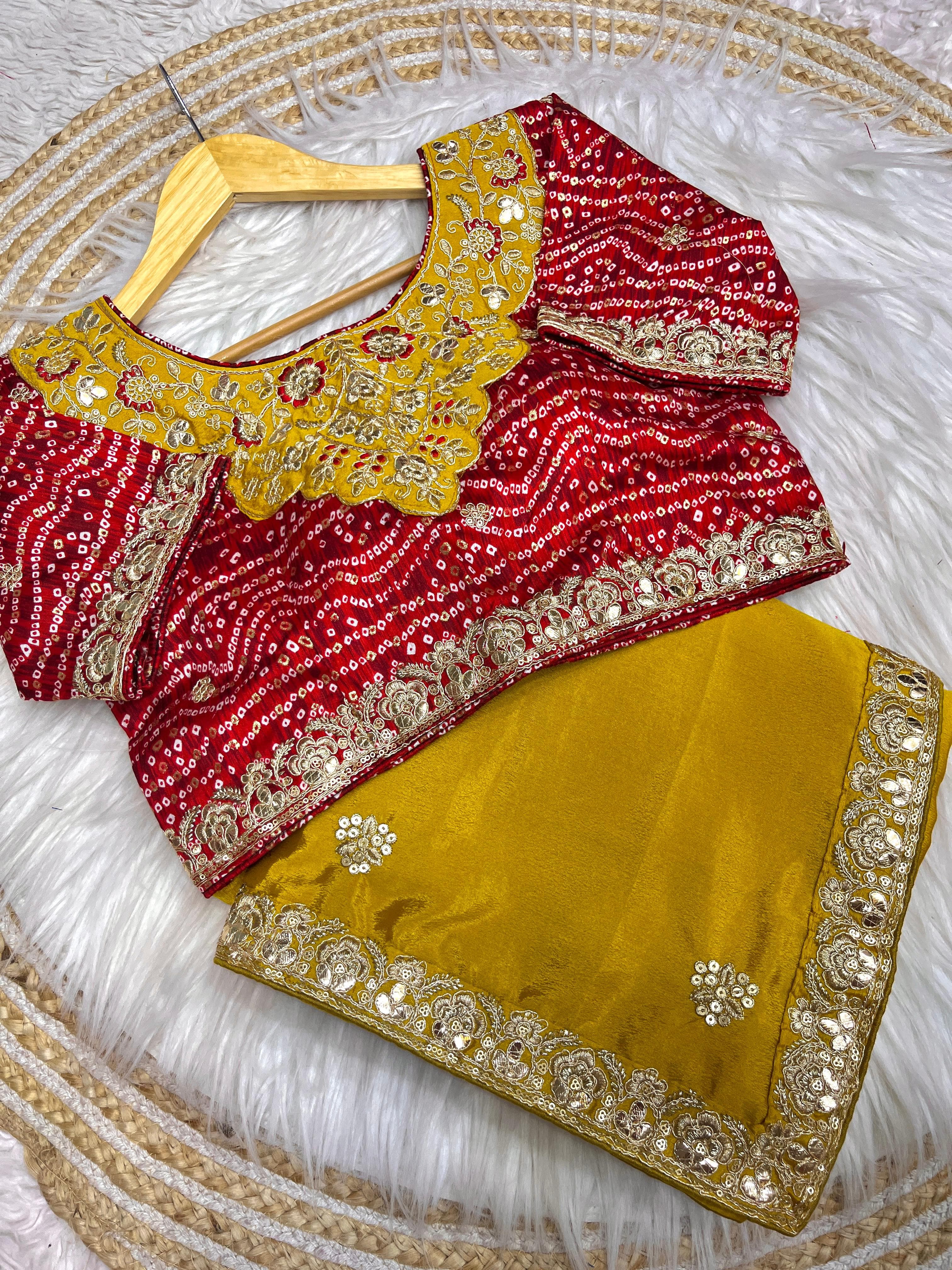 Soft Chinon Saree – Heavy C-Pallu Chainstitched Multi Work & Butta – Cutwork Border