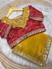 Soft Chinon Saree – Heavy C-Pallu Chainstitched Multi Work & Butta – Cutwork Border