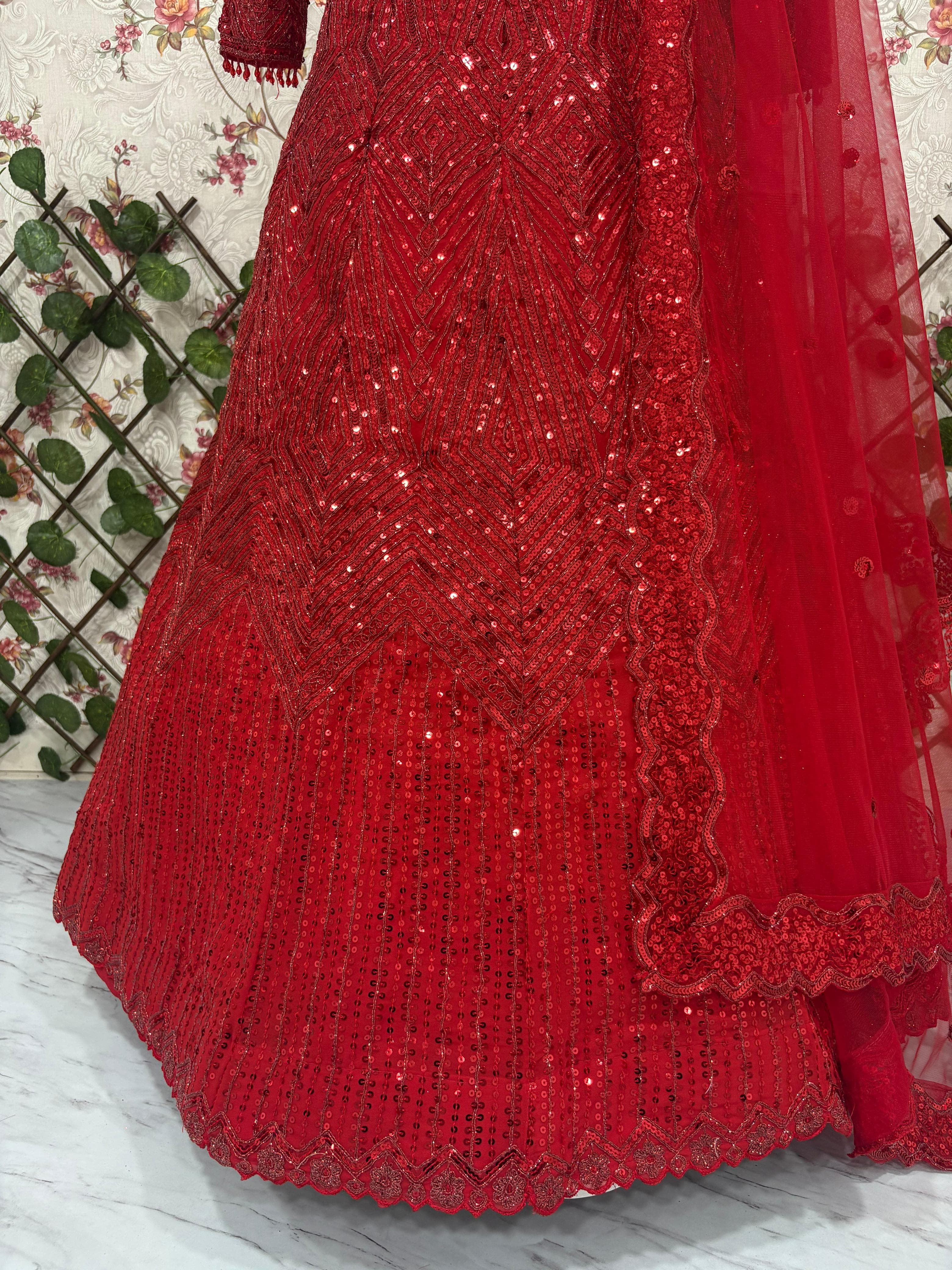 Embroidered Georgette Lehenga Set – Sequins Work – Thread and Dori Embellishment