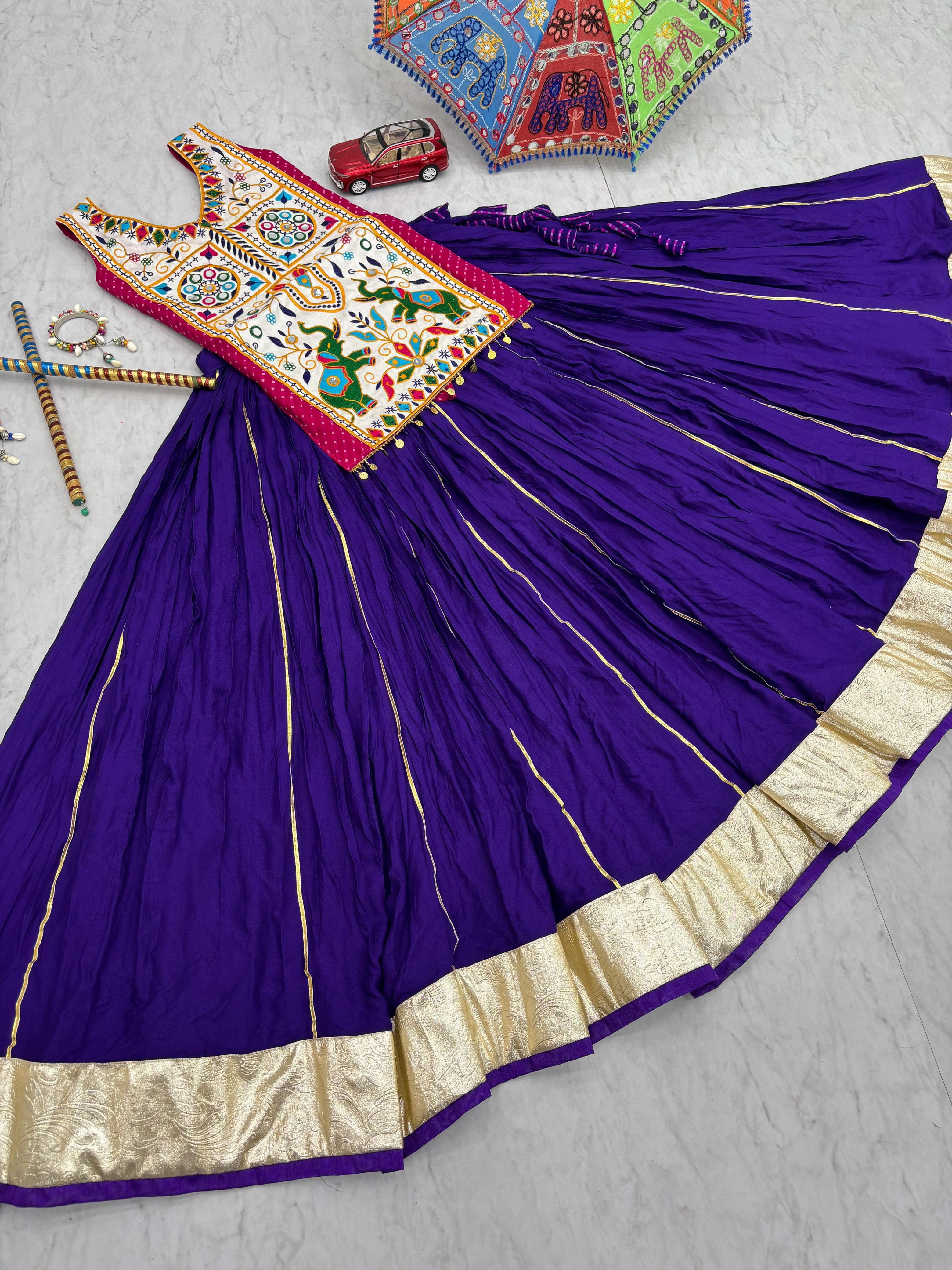 Gamathi & Mirror Work Motedo Choli Cotton Lehenga – Lumpi Lace Border