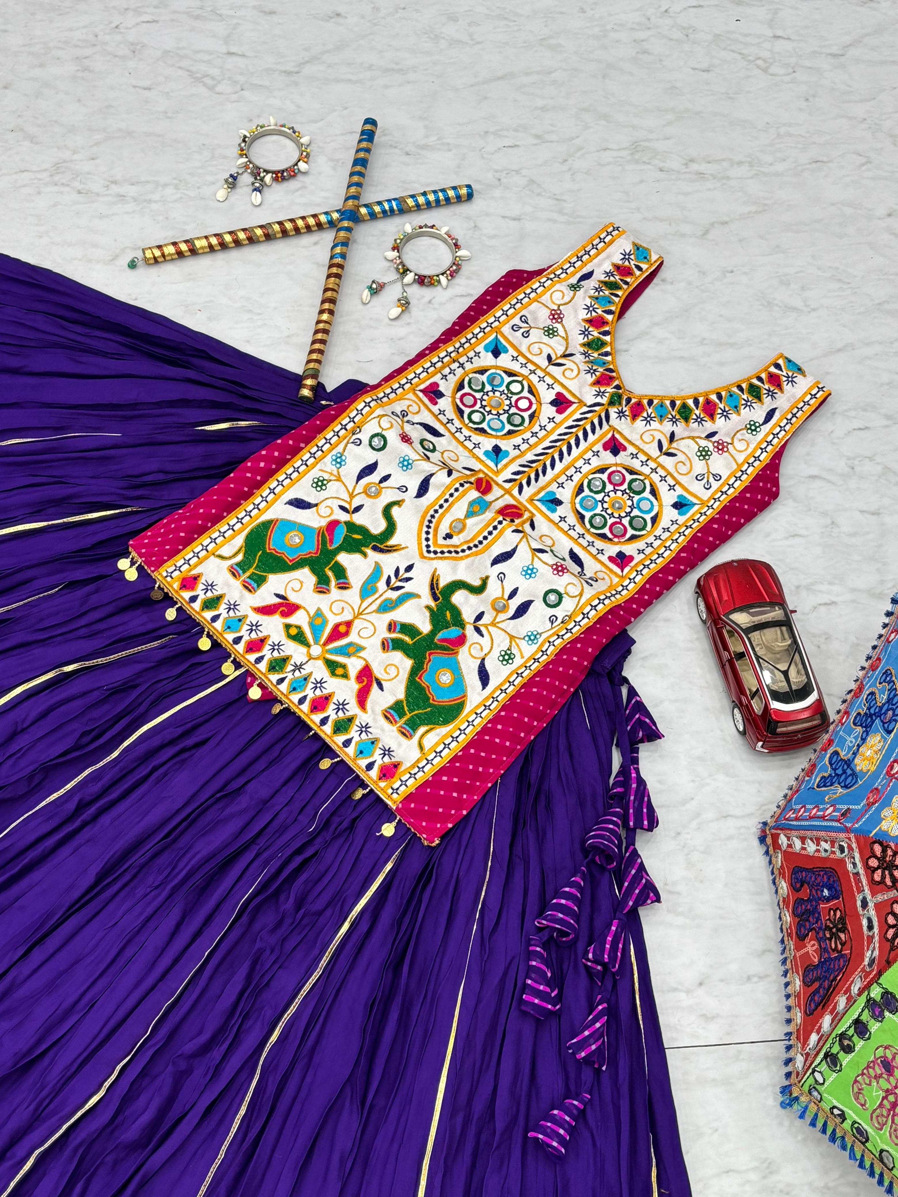 Gamathi & Mirror Work Motedo Choli Cotton Lehenga – Lumpi Lace Border