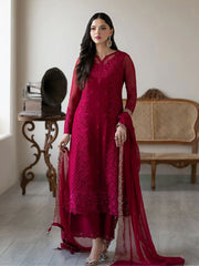 Embroidered Faux Georgette Top-Plazzo Set – Fancy Sleeves – Sequin Work