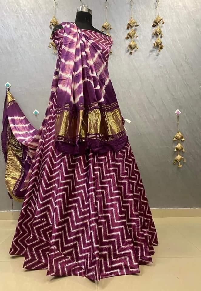 Pure Silk Handprint Lehenga – Canvas Belt – Hand Block Print