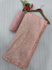 Faux Georgette Saree – Cutwork Lace Border – Sequin Embroidery